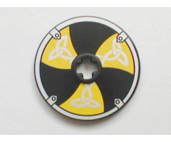 Technic, Disk 3 x 3 with Viking Shield Black / Yellow 6 Section Pattern (Sticker) - Sets 7016 / 7019