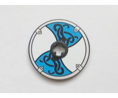 Technic, Disk 3 x 3 with Viking Shield Blue / White 4 Section Pattern (Sticker) - Sets 7016 / 7019
