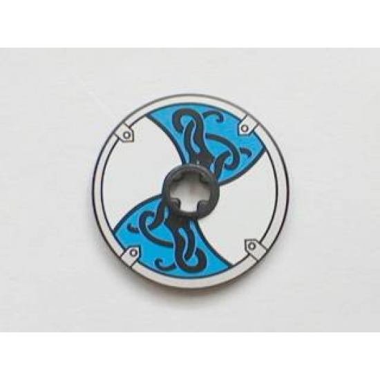Technic, Disk 3 x 3 with Viking Shield Blue / White 4 Section Pattern (Sticker) - Sets 7016 / 7019