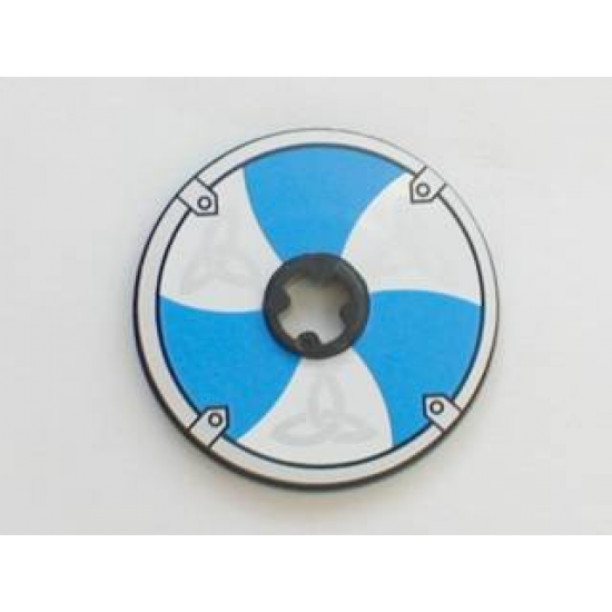 Technic, Disk 3 x 3 with Viking Shield Blue / White 6 Section Pattern (Sticker) - Sets 7018 / 7021