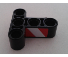 Technic, Liftarm 3 x 3 T-Shape Thick with Red and White Danger Stripes both sides Pattern Model Right (Stickers) - Set 8053
