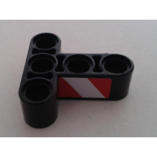 Technic, Liftarm 3 x 3 T-Shape Thick with Red and White Danger Stripes both sides Pattern Model Right (Stickers) - Set 8053