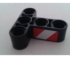 Technic, Liftarm 3 x 3 T-Shape Thick with Red and White Danger Stripes both sides Pattern Model Left (Stickers) - Set 8053