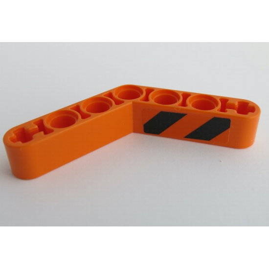Technic, Liftarm, Modified Bent Thick 1 x 7 (4 - 4) with Black and Orange Danger Stripes Pattern Model Left Side (Sticker) - Set 42071