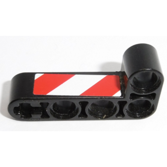 Technic, Liftarm 2 x 4 L-Shape Thick with Red and White Danger Stripes Pattern (Sticker) - Set 42009