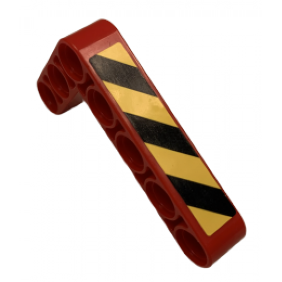 Technic, Liftarm 3 x 5 L-Shape Thick with Black and Yellow Danger Stripes Pattern (Sticker) - Set 9396