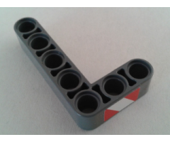 Technic, Liftarm 3 x 5 L-Shape Thick with Red and White Danger Stripes Pattern Model Left Side (Sticker) - Set 8053