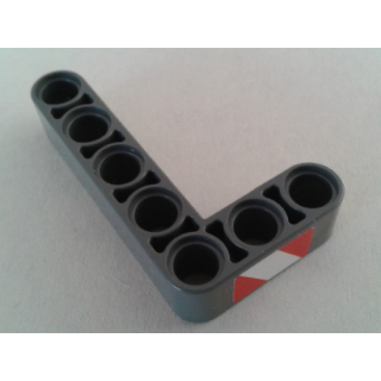 Technic, Liftarm 3 x 5 L-Shape Thick with Red and White Danger Stripes Pattern Model Left Side (Sticker) - Set 8053