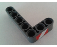 Technic, Liftarm 3 x 5 L-Shape Thick with Red and White Danger Stripes Pattern Model Right Side (Sticker) - Set 8053