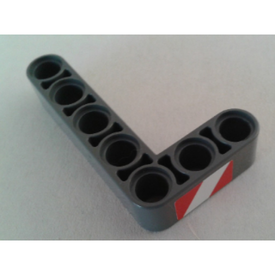 Technic, Liftarm 3 x 5 L-Shape Thick with Red and White Danger Stripes Pattern Model Right Side (Sticker) - Set 8053