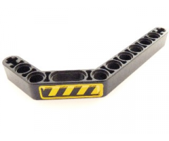Technic, Liftarm 1 x 11.5 Double Bent Thick with Black and Yellow Danger Stripes Pattern Model Right Side (Sticker) - Set 8446
