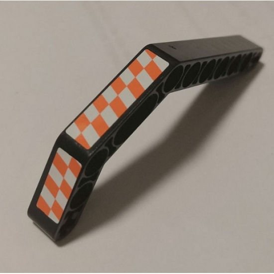 Technic, Liftarm 1 x 11.5 Double Bent Thick with White and Orange Checkered Pattern Model Right Side (Stickers) - Set 8162