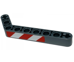 Technic, Liftarm 1 x 9 Bent (7 - 3) Thick with Red and White Danger Stripes Pattern Model Left Side (Sticker) - Set 42068