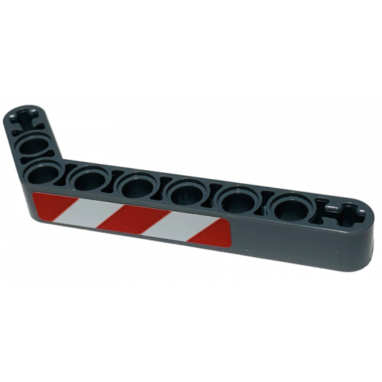 Technic, Liftarm 1 x 9 Bent (7 - 3) Thick with Red and White Danger Stripes Pattern Model Left Side (Sticker) - Set 42068