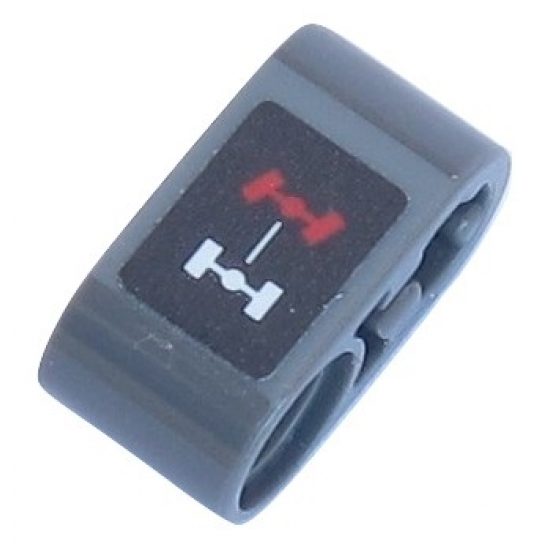 Technic, Liftarm 1 x 2 Thick with Pin Hole and Axle Hole with Front Axle Steering Symbol Pattern (Sticker) - Set 42054