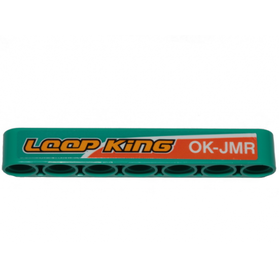 Technic, Liftarm 1 x 7 Thick with Orange Stripe, 'LOOP KiNG' and 'OK-JMR' Pattern Model Left Side (Sticker) - Set 42117
