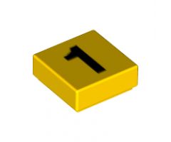 Tile 1 x 1 with Black Number 1 Pattern