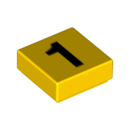 Tile 1 x 1 with Black Number 1 Pattern