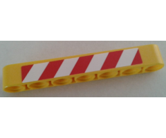 Technic, Liftarm 1 x 7 Thick with Red and White Danger Stripes Pattern Model Right Side (Sticker) - Set 8053