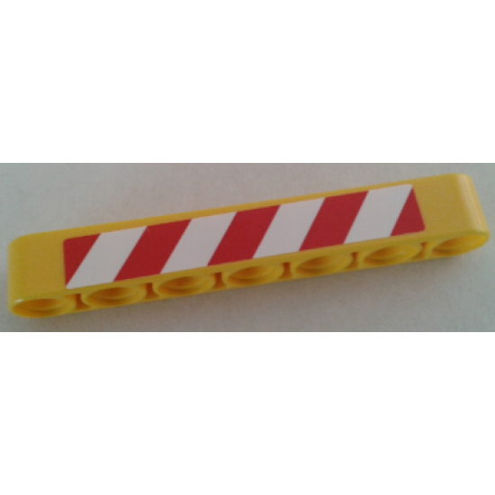 Technic, Liftarm 1 x 7 Thick with Red and White Danger Stripes Pattern Model Right Side (Sticker) - Set 8053