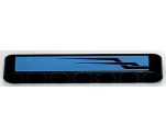 Technic, Liftarm Thick 1 x 7 with Black Angled Stripes on Dark Azure Background Pattern Model Left Side (Sticker) - Set 42098