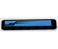 Technic, Liftarm Thick 1 x 7 with Black Angled Stripes on Dark Azure Background Pattern Model Right Side (Sticker) - Set 42098