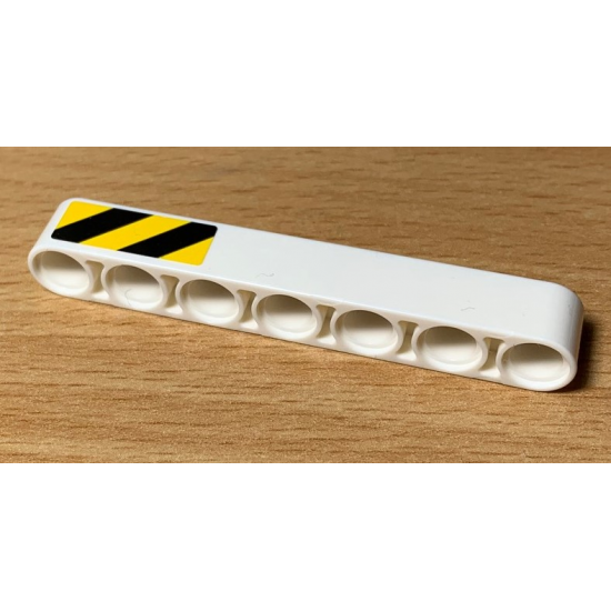 Technic, Liftarm 1 x 7 Thick with Black and Yellow Danger Stripes Pattern Model Left Side (Sticker) - Set 42078
