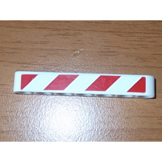 Technic, Liftarm 1 x 7 Thick with Red and White Danger Stripes Pattern Model Right Side (Sticker) - Set 8198