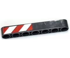 Technic, Liftarm Thick 1 x 7 with Red and White Danger Stripes Pattern Model Right Side (Sticker) - Set 42009