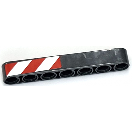 Technic, Liftarm Thick 1 x 7 with Red and White Danger Stripes Pattern Model Right Side (Sticker) - Set 42009