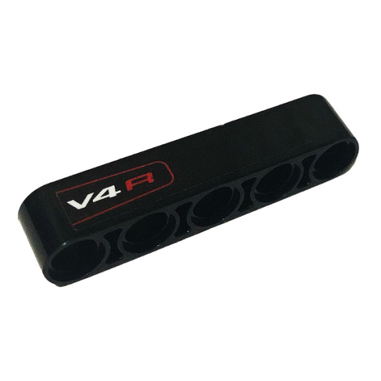 Technic, Liftarm 1 x 5 Thick with 'V4 R' and Red Stripe Pattern (Sticker) - Set 42107