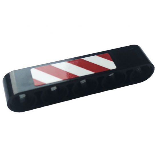 Technic, Liftarm 1 x 5 Thick with Red and White Danger Stripes Pattern Side A (Sticker) - Set 42108