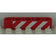 Technic, Liftarm 1 x 5 Thick with Red and White Danger Stripes Pattern Model Left Side (Sticker) - Set 8109