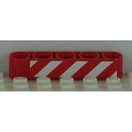 Technic, Liftarm 1 x 5 Thick with Red and White Danger Stripes Pattern Model Left Side (Sticker) - Set 8109