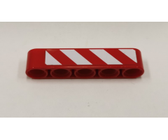 Technic, Liftarm 1 x 5 Thick with Red and White Danger Stripes Pattern Model Left Side (Sticker) - Set 9395