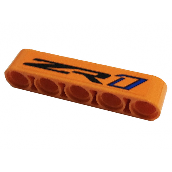 Technic, Liftarm Thick 1 x 5 with Black and Blue 'ZR1' Pattern (Sticker) - Set 42093