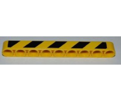 Technic, Liftarm 1 x 9 Thick with Black and Yellow Danger Stripes Pattern (Sticker) - Set 8186