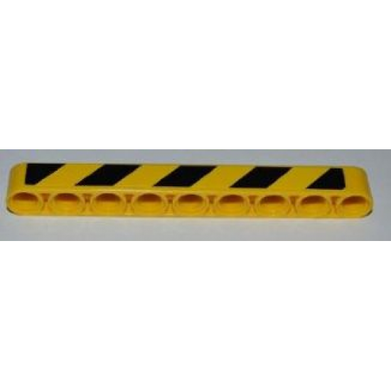 Technic, Liftarm 1 x 9 Thick with Black and Yellow Danger Stripes Pattern (Sticker) - Set 8186