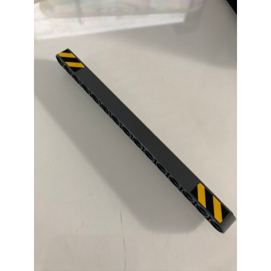 Technic, Liftarm 1 x 15 Thick with Black and Yellow Danger Stripes at Both Ends Pattern (Stickers) - Set 42098