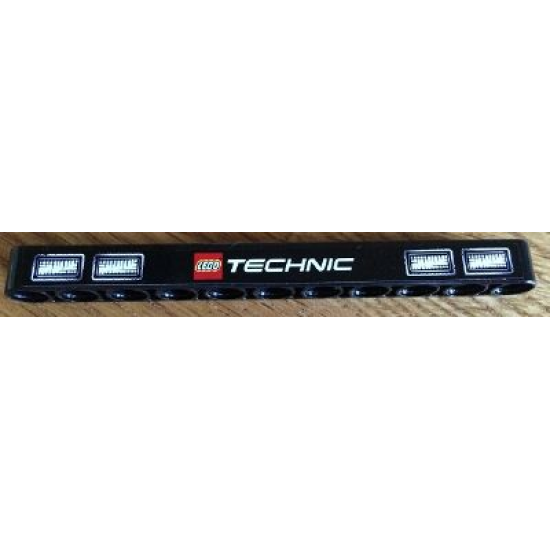 Technic, Liftarm 1 x 11 Thick with Four Headlights and LEGO TECHNIC Logo Pattern (Sticker) - Set 8052