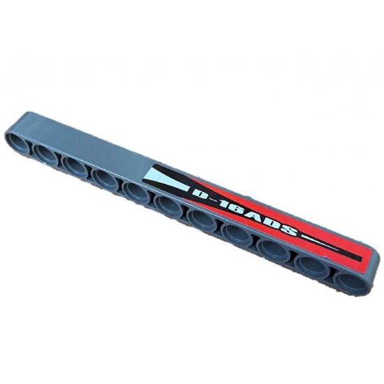 Technic, Liftarm Thick 1 x 11 with White 'D-16ADS' on Black and Red Background Pattern  (Sticker) - Set 8863