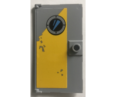 Door 1 x 4 x 6 with Stud Handle with Porthole on Worn Yellow Background Pattern (Sticker) - Set 75157