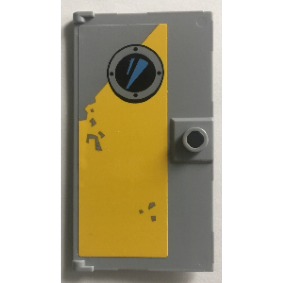 Door 1 x 4 x 6 with Stud Handle with Porthole on Worn Yellow Background Pattern (Sticker) - Set 75157