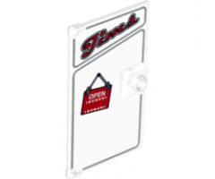 Door 1 x 4 x 6 with Stud Handle with 'Jims' and 'OPEN' Pattern