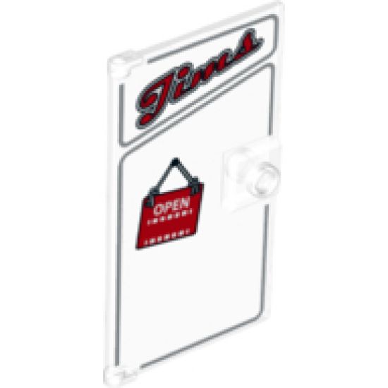 Door 1 x 4 x 6 with Stud Handle with 'Jims' and 'OPEN' Pattern