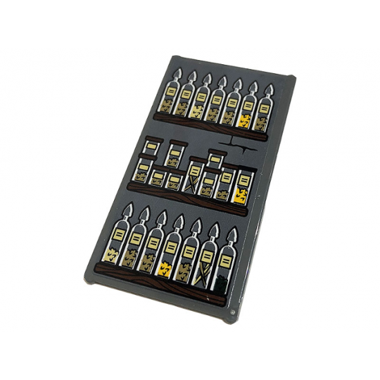 Glass for Window 1 x 4 x 6 with Wooden Shelves, Bottles and Jars Pattern (Sticker) - Set 76383