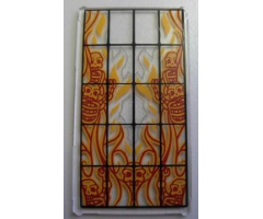 Glass for Window 1 x 4 x 6 with Black Bars and Flaming Skeletons Pattern (Sticker) - Set 4195