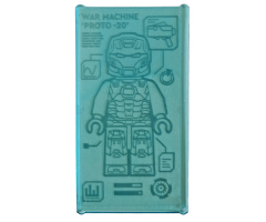 Glass for Window 1 x 4 x 6 with Iron Man Armor 'WAR MACHINE PROTO -20' Pattern (Sticker) - Set 76167
