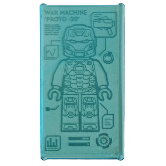Glass for Window 1 x 4 x 6 with Iron Man Armor 'WAR MACHINE PROTO -20' Pattern (Sticker) - Set 76167