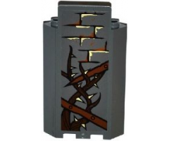 Panel 3 x 3 x 6 Corner Wall without Bottom Indentations with Bricks, Wooden Boards and Vines with Thorns Pattern (Sticker) - Set 79014